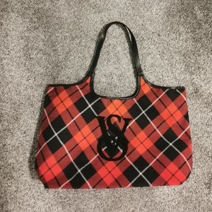 Victoria's secret black red plaid tote bag